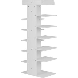 Schoenenrek - stevig & compact - stijlvolle opbergkast - past in diverse interieurs - spaanplaat materiaal - wit - 45x30x114 cm