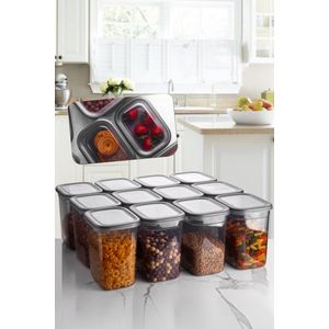 Asir - Opslagbox set (12 stuks) - Antraciet - 12 x 16,5 x 16,5