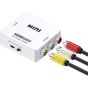 Qost - Tulp Naar HDMI Converter - AV / Composiet RCA to HDMI Audio video kabel adapter Converter - Compatibel met Camera / Xbox 360 / PS2, PS3 / WII / N64 / Gamecube / Snes / PSP (Black)
