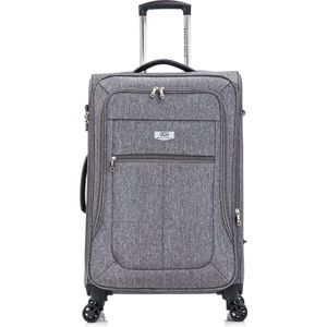 Royalty Rolls Abu Dhabi 2.0 Zachte Handbagage Koffer - 55 cm - 42/45 Liter - Expandable (voor extra volume) - TSA Cijferslot - 4 Dubbele Zwenkwielen - Grijs