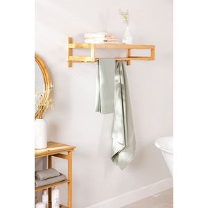 MIRA Home - Handdoekenrek - Handdoekrek - Handdoeken - Badkamerrek - Bamboe - 25x82,5cm