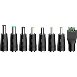 8 in 1 Universele DC-voedingsadapter 55 x 21 mm bus naar stekker DC holle stekker adapter voor bewakingscamera routers laptops en notebooks enz. DC-aansluiting