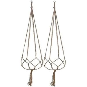 Set van 2 hangende plantenbakken, hangende plantenpotten, macramé plantenhanger, set hangende potten voor planten, buiten, binnen, balkon, decoratie, plafondtuin (90 cm x 2)