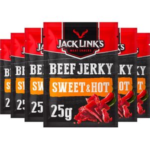 Jack Link's Beef Jerky Sweet & Hot - 6 stuks - 25 gram - Vleesconserven - Snacks - Fitness - Voordeelverpakking
