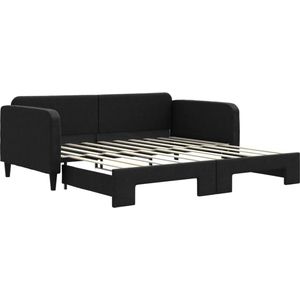 vidaXL - Slaapbank - met - onderschuifbed - 90x190 - cm - stof - zwart