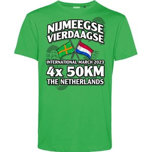 T-shirt Vierdaagse 4x 50 km | Vierdaagse shirt | Wandelvierdaagse Nijmegen | Roze woensdag | Groen | maat XXL