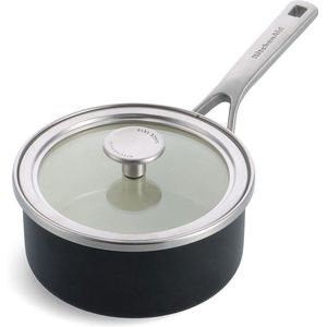 KitchenAid Steel Core Enamel steelpan 16cm 1,3L - Matzwart - inductie - PFAS-vrij