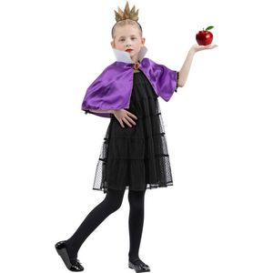 Smiffy's - Koning Prins & Adel Kostuum - Boze Koningin Cape Met Kroon Kind Meisje - Paars, Goud - One Size - Halloween - Verkleedkleding