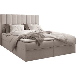 InspireME Boxspring Bed 01 - Bed - Comfortabel topmatras - Met hoofdeindeTot 300KG - Opbergruimte - 140x200 Trinity 32 - Zilver