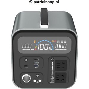 Draagbare Power Station (Off-grid) - Lifepo4 accu's - 300W 230V Zuivere Sinus Omvormer - 308wh - USB - 12V - Opladen via zonnepaneel/auto/netspanning