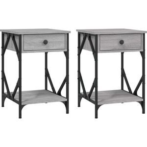 vidaXL - Nachtkastjes - 2 - st - 40x42x60 - cm - bewerkt - hout - grijs - sonoma - eiken