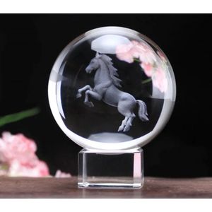 GreatGift® - Kristallen bol van Paard 10cm - In luxe geschenkdoos - Cadeau Voor hem - Cadeau voor Haar - Hond - Wolf - Op Kristallen standaard