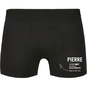 Pierre, je hebt niet de leukste persoonlijkheid, maar dit helpt wel Heren Boxershort - relatie - vriend - onderbroek - grappig