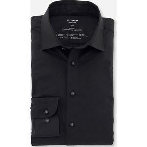 OLYMP Level 5 body fit overhemd 24/7 - mouwlengte 7 - zwart tricot - Strijkvriendelijk - Boordmaat: 42