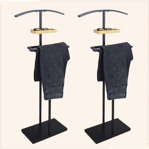 MISOU Dressboy - Kledingstandaard - 2 Stuks - Kledinghouder - Zwart - 114 cm - Bamboe en metaal