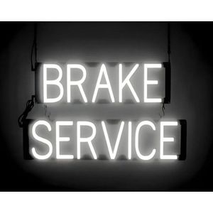 BRAKE SERVICE - Lichtreclame Neon LED bord verlicht | SpellBrite | 63 x 38 cm | 6 Dimstanden - 8 Lichtanimaties | Reclamebord neon verlichting