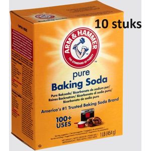 Voordeelverpakking 10 x 454 gram - Baking Soda Arm & Hammer - Natriumbicarbonaat - Schoonmaak Soda - Zuiveringszout - Bicarbonaat - Baksoda - Bakpoeder - Baking Powder - Schoonmaken - Poeder - Voordeelpakket