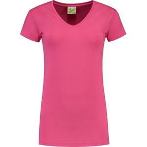 Lemon & Soda dames T-shirt met v-hals in het fuchsia in de maat M.