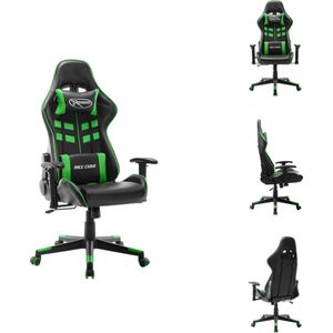 vidaXL Gamestoel Racing - bureaustoel - zwart/groen - 67 x 61 x (123-133) cm - dik gevoerd - Bureaustoel