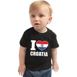 I love Croatia baby shirt zwart jongens en meisjes - Kraamcadeau - Babykleding - Kroatie landen t-shirt 74