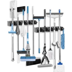 Bezemhouder - Bezem Ophangsysteem - Bezemhouder ophangsysteem - Tuingereedschap Ophangsysteem - Gereedschapshouder - RVS - Tuin
