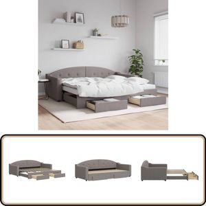 vidaXL Slaapbank met onderschuifbed - 90x200 cm - Taupe Slaapbank - Tweepersoonsbed - Kanapé Bed - Sofa Bed - Lounge Bed