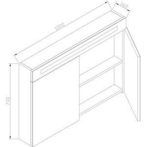 QUALITA-LINE SPIEGELKAST MET LED VERLICHTING INCL. OPBOUW STOPCONTACT SCHAKELAAR 100 (HOOGGLANS ANTRACIET)