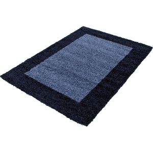 Tapijtenloods Basic Shaggy Kader vloerkleed Blauw Hoogpolig- 300x400 CM