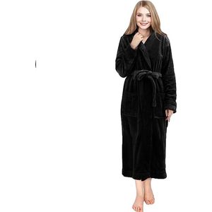 Badjas fleece maat - XL - kleur – zwart - dames