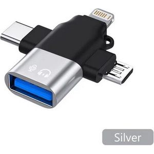 Elough 3 In 1 Data Reader - USB3.0 - Micro/Type C/Bliksem - Zilver
