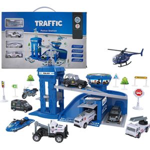 Allerion Speelgoed Politiebureau – Autogarage – Met Politie Auto Speelgoed – Voor Jongens en Meisjes