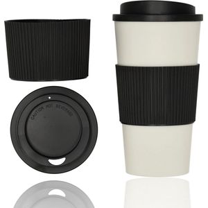 Koffiebeker To Go 450 ML - Drinkbeker met deksel - Herbruikbaar - Coffee To Go beker - Travel Mugs - Thermosbeker - Theebeker - IJskoffie beker - Milkshake beker - Reisbeker - ZWART