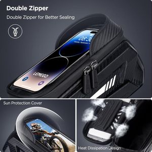 Waterdichte stuurtas voor smartphones tot 7 inch - Fietsframetas met touchscreen - Mones racefiets e-bikes