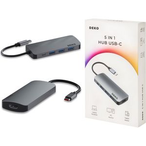 USB C Hub 5in1 Dockingstation 100W HDMI 4K 60Hz 3xUSB DEKO Lite