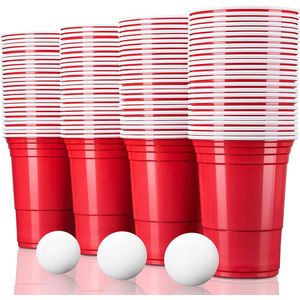 TRESKO® rode partybekers 100 stuks | beer pong party cups | 473 ml (16 oz) | bierpong bekers extra sterk