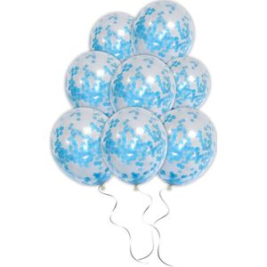 LUQ - Luxe Licht Blauwe Confetti Helium Ballonnen - 50 stuks - Verjaardag Versiering - Decoratie - Latex Ballon Licht Blauw