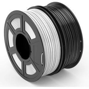 3D Printer Filament 1.75mm Black+ White - Dimensional Accuracy +/- 0.02 mm - 1 Kg Per Spool - Pack of 2