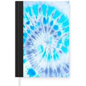 Notitieboek - Schrijfboek - Tie dye - Verf - Blauw - Notitieboekje klein - A5 formaat - Schrijfblok