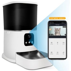 Automatische Voerbak Kat en Hond - Wit - Met camera - Voerautomaat met smartphone besturing - Voerinhoud 6 liter - Vershoudend