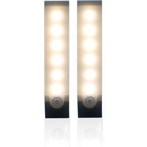 Apeiron 2 Stuks Kastverlichting Met Bewegingssensor - Led Licht - Nachtlamp - Keukenverlichting - Trapverlichting - Wandlamp - Magnetisch - Bewegingssensor - Warm Licht - Dimbaar - Oplaadbaar - Met Magneet - 10cm