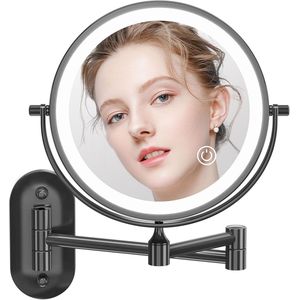 Dimbare LED Make-up Spiegel met 1X/10X Vergroting voor Wandmontage