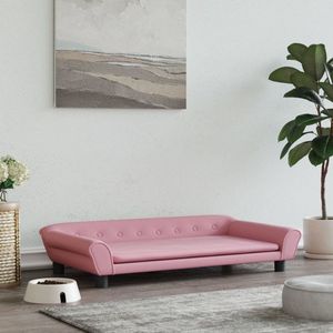 The Living Store Hondenbank Fluweel - Roze - 100 x 50 x 21 cm - Geschikt voor kleine honden - Draagvermogen 50 kg