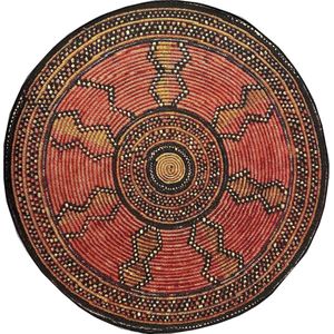 Aledin Carpets Lobito - Rond Vloerkleed 150 CM - Laagpolig - Rood - Voor Binnen en Buiten - Tuintapijt