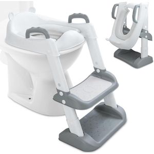 Opvouwbaar toiletpotje met treden en handgrepen - voor kleine kinderen - jongens en meisjes - in hoogte verstelbaar - reistoilet pad