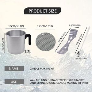 Nevolis 1.2L Candle Making Kit Wax Melting Pot Wick Fixed Holder Mixing Spoon Candle Making Set Adults Crafting Supplies .