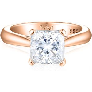Iris - 18k Roségouden Princess Solitair Moissanite Ring - 2.1 karaat