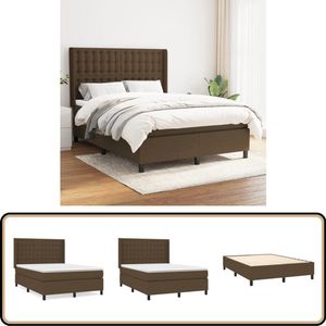 vidaXL Boxspring - Donkerbruin - 140x200 cm - Inclusief Matras Boxspringbed - Boxsprings - Slaapkamer Meubilair - Tweepersoonsbed - Donkere Kleuren