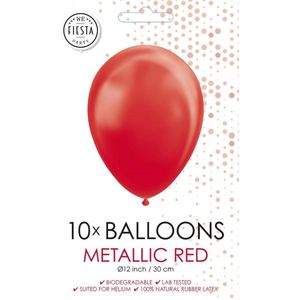 Rode ballonnen metallic 30cm | 10 stuks