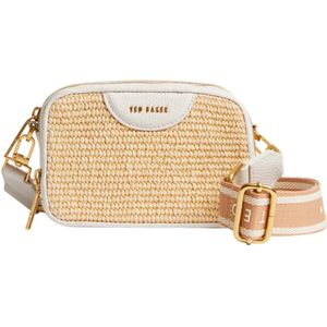Ted Baker Schoudertas Baria Mini Webbing Faux Raffia Camera Bag Ecru Crème