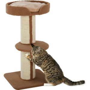 PawHut Kattenboom speelboom krabpaal met platform sisal pluche D30-269